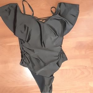 SHEIN OFF SHOULDER BLACK BATHING SUIT NWOT